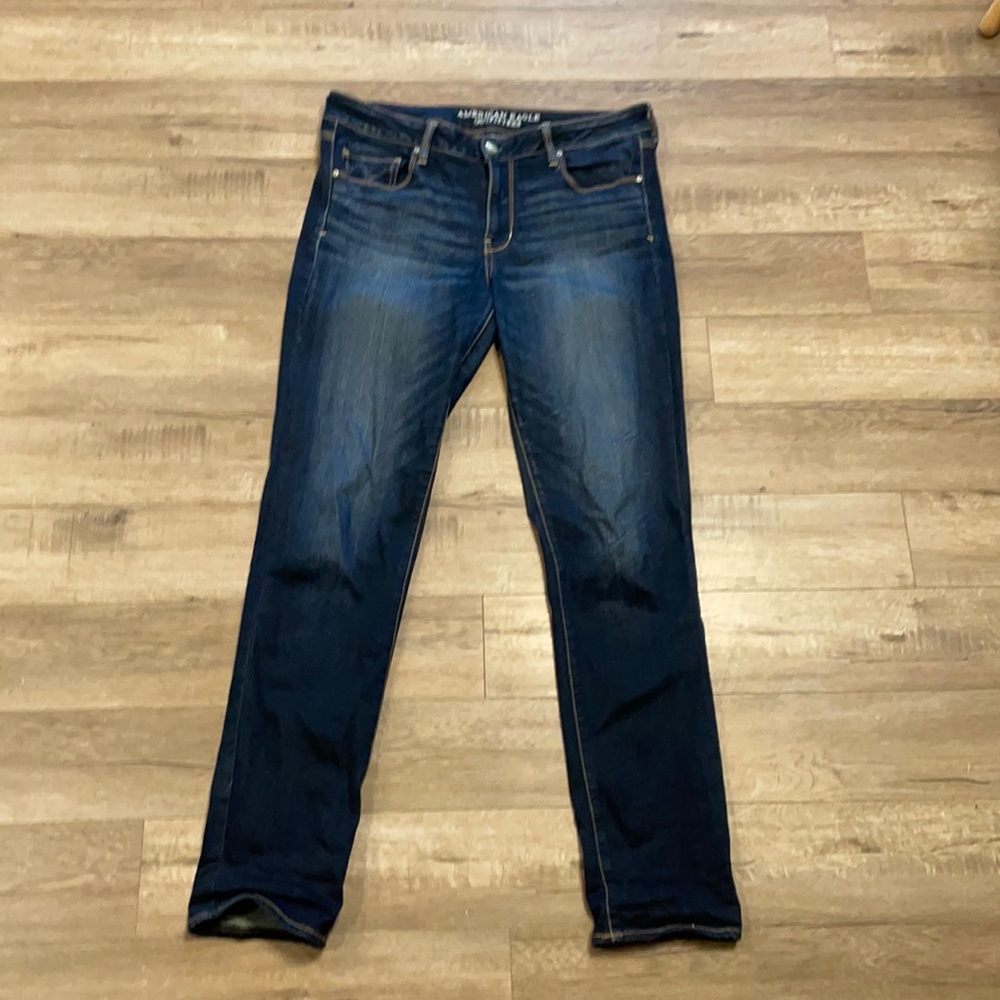 American Eagle Dark wash extra long skinny jeans size 14